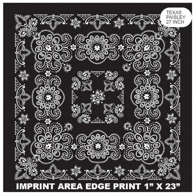 Austin - Texas Style Paisley Bandanna/Neckerchief 27"x27" 100% Cotton 2-side Print/Dyed (12 colors)